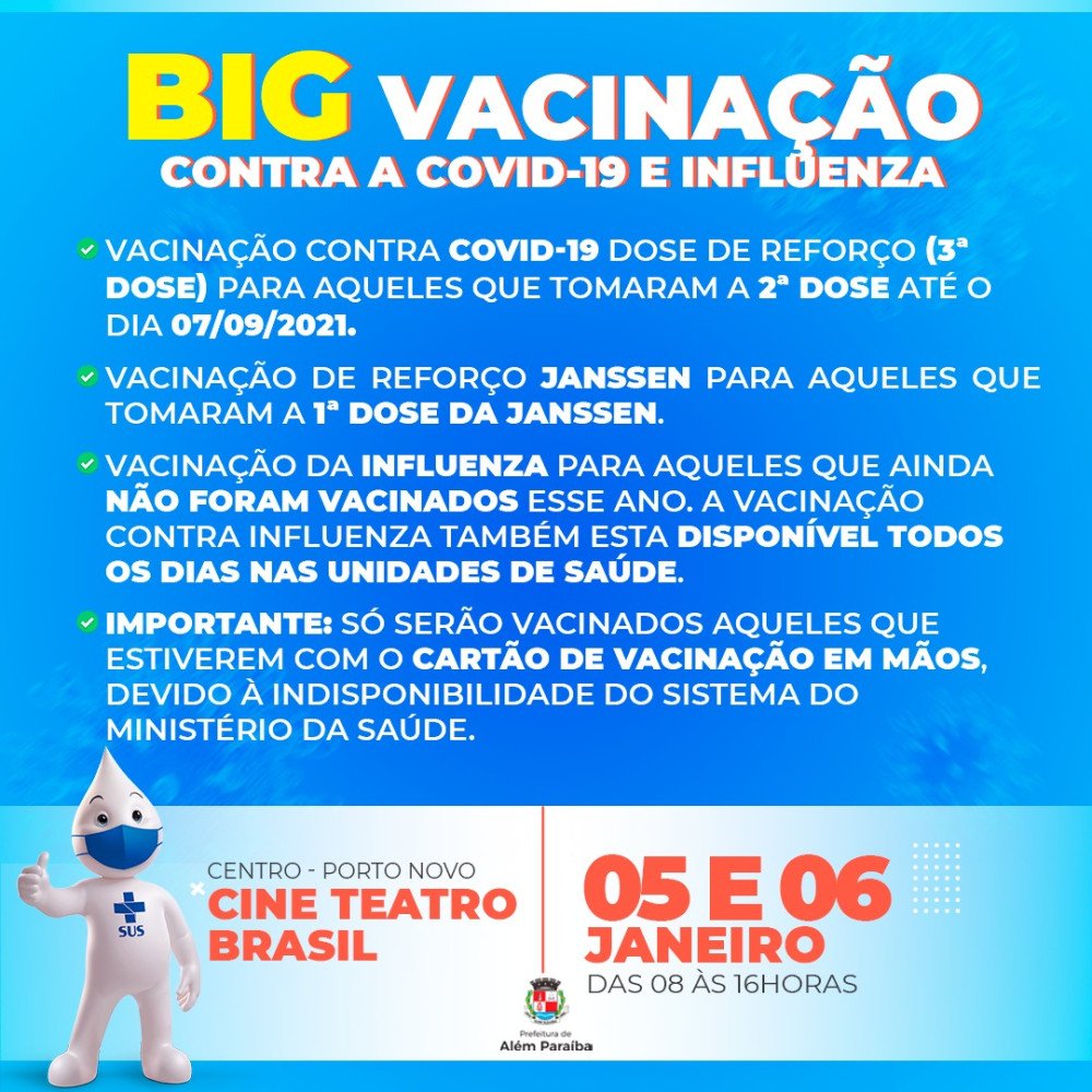 Prefeitura retoma vacinação contra COVID e gripe amanhã no Cine Brasil