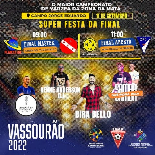FUTEBOL, SHOWS E MUITA FESTA ACONTECEM AMANHÃ NA GRANDE FINAL DO CAMPEONATO VASSOURÃO COM TRANSMISSÃO AO VIVO