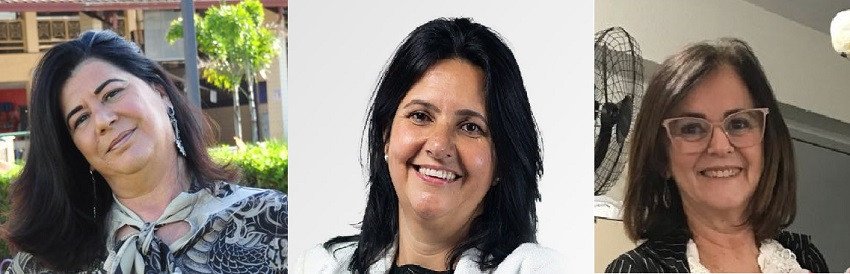 DESTAQUE MULHER 2023: Professoras Aparecida Rodrigues (Alfa), Sônia Lobo (Sebastião Cerqueira) e Luciana Galhardo Gomes (Santos Anjos): Ícone na educação regional