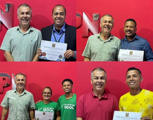 Planeta Gol, Rafael da Padaria Império dos Pães, Rodrigo da RM Segurança e Carvalho Lanches receberam o prêmio de Melhores do Ano 2023