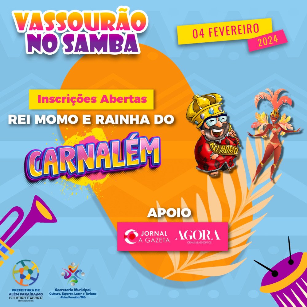 Inscrições abertas para Rei Momo e Rainha do Carnaval 2023 de Além Paraíba