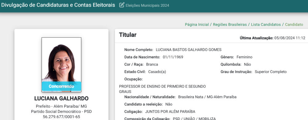 Luciana Galhardo e Kadu Senra tem candidaturas registradas no sistema da Justiça Eleitoral