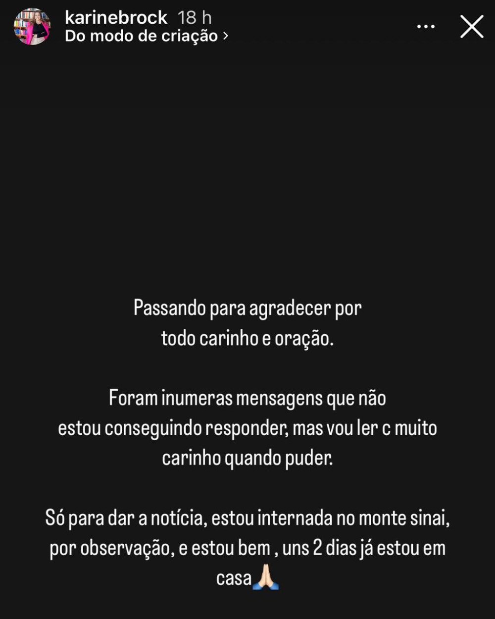 Estado de Karine Brock que caiu de brinquedo do Parque durante a FEXPO é bom segundo publicação da mesma nas redes sociais