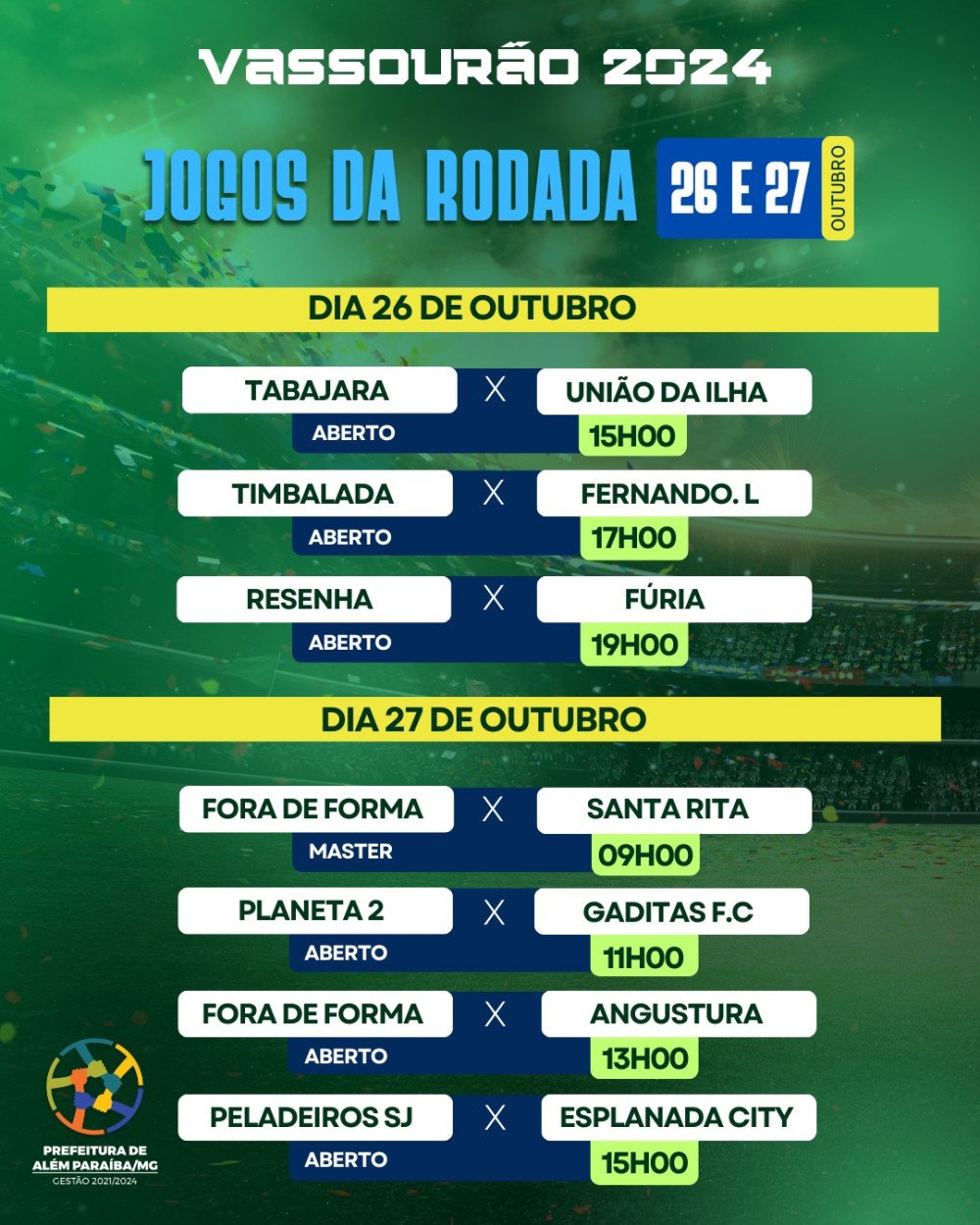 Campeonato Vassourão começa dia 26, com também dia 27. Confira a Tabela