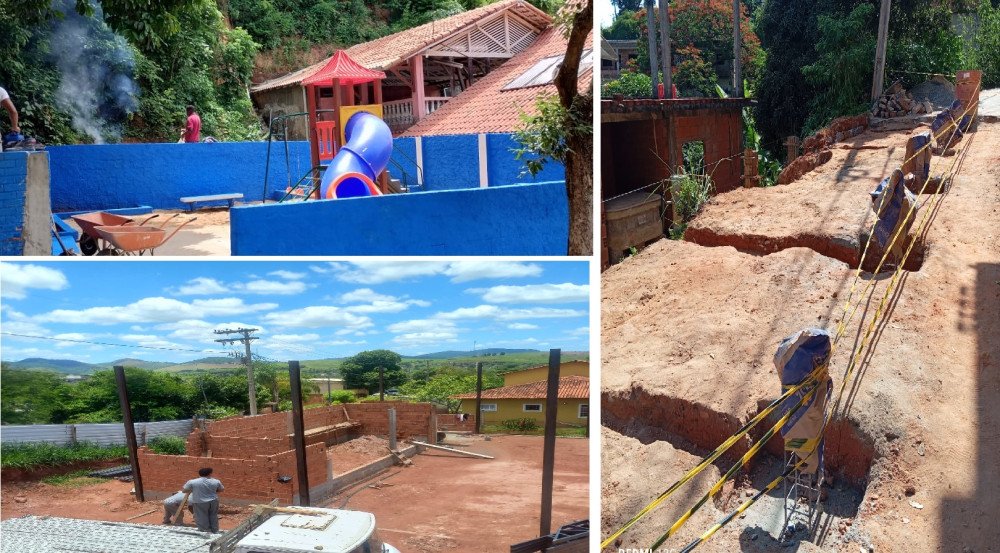 Mais três obras em andamento: Área de lazer no Morro dos Cabritos, Quadra de Esportes no Campo Alegre e contenção no Timbira