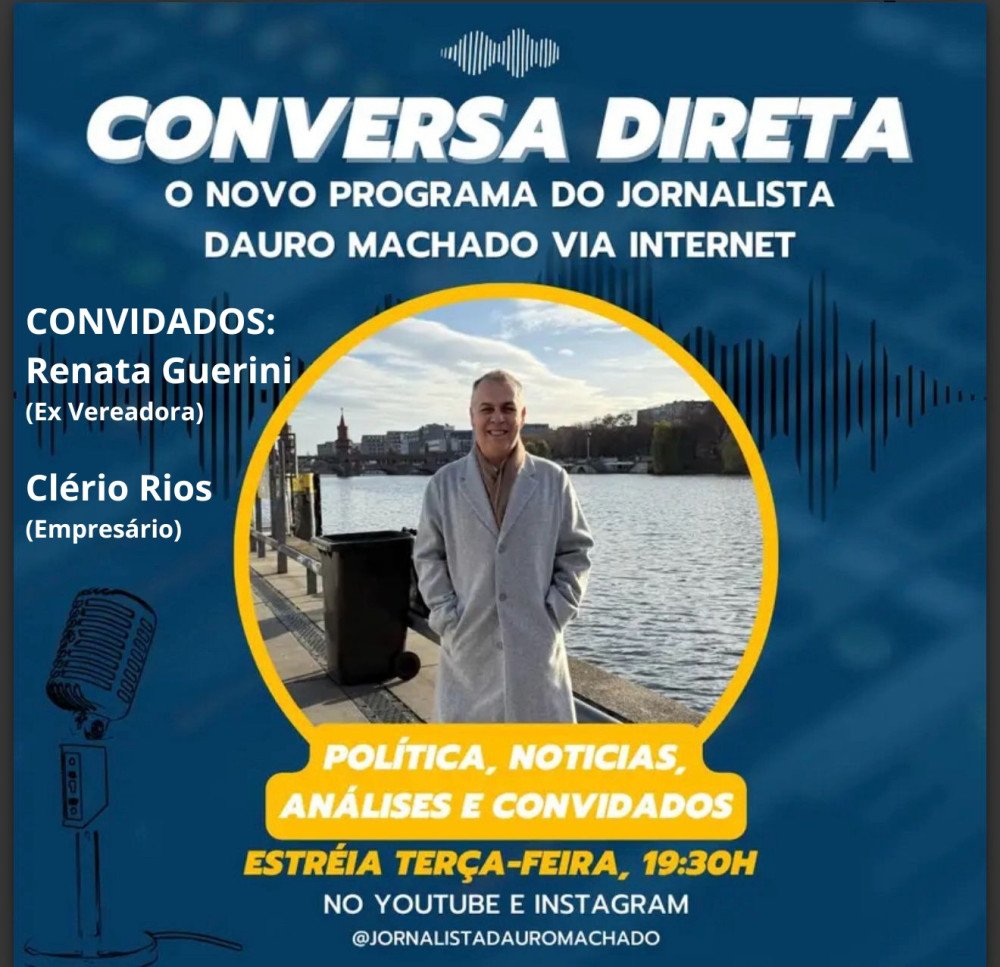 Com irreverência e humor, Dauro Machado começa hoje seu novo Programa semanal na Internet, as 19:30 horas