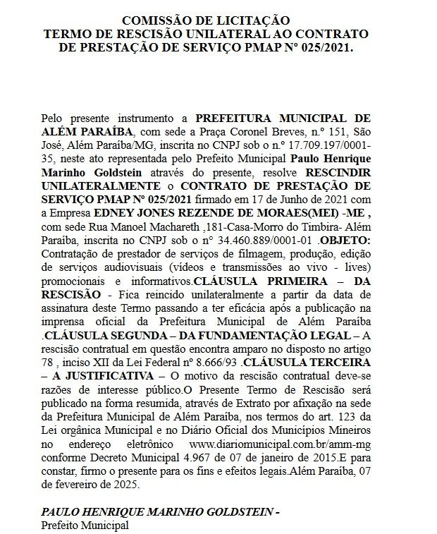 Prefeitura cancela mais um contrato de publicidade. Edney Jones (EJ Filmes) não mais cuida mídias em áudio e vídeo do Município
