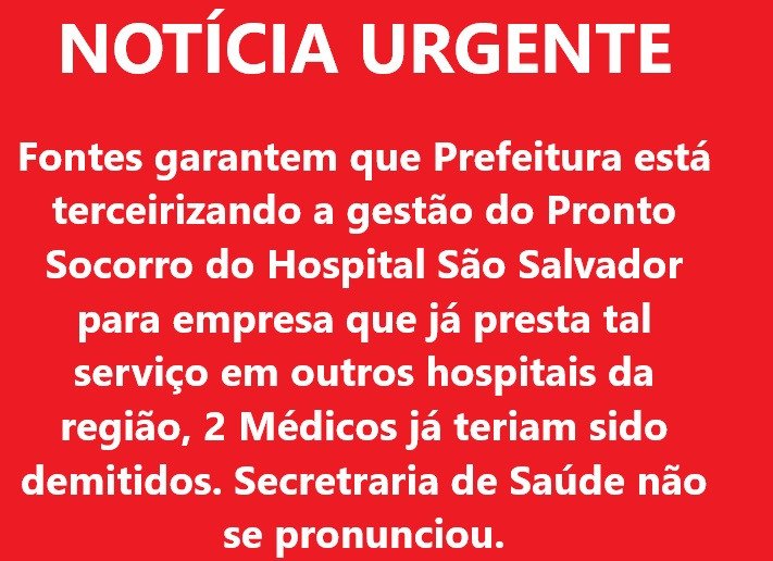 Pronto Socorro do Hospital foi terceirizado para empresa especializada em gestão hospitalar que cuidará da unidade.