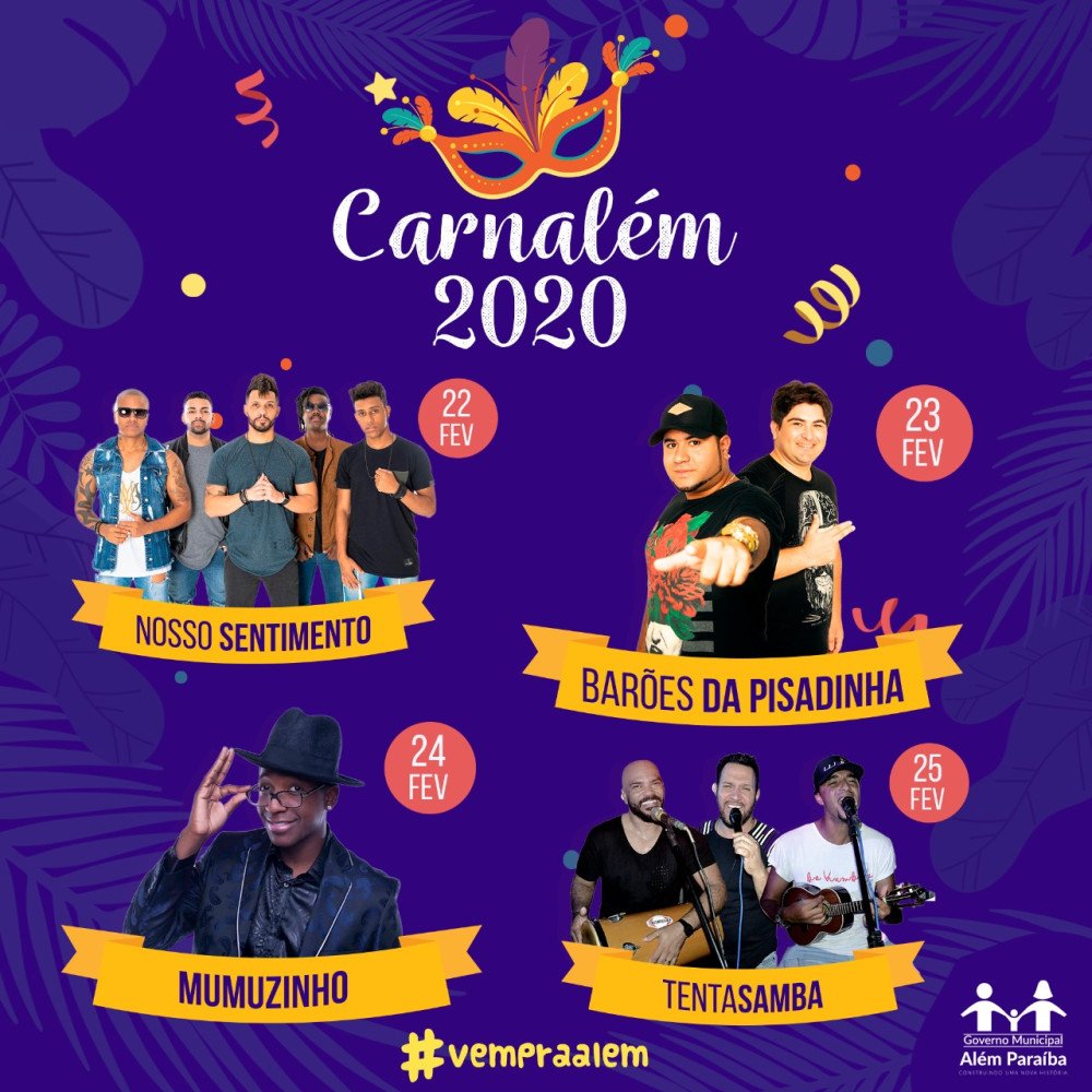 Cidade em clima de Carnaval. Shows, blocos de rua, escolas de samba, shows e baile do sereno são as atrações