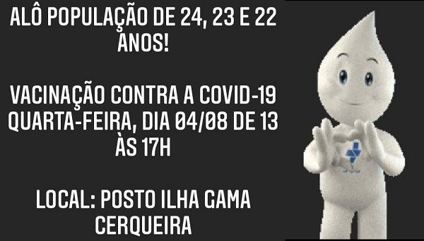 COVID-19: Acelerada, vacinação vai imunizar adultos com 24, 23e 22 anos de idade.