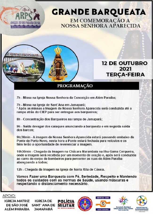 Prefeitura participa apoiando a barqueata em louvor a Nossa Senhora Aparecida que acontecerá dia 12 de outubro